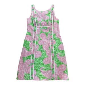 Lilly Pulitzer Limeade Cheat Ya Fryer Shift All Cotton pink, green Dress size 00